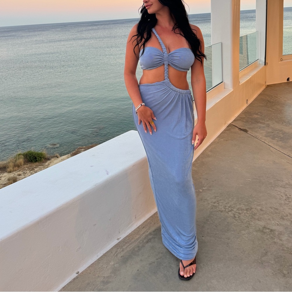 JLUX LABEL Elegant Blue Maxi Dress